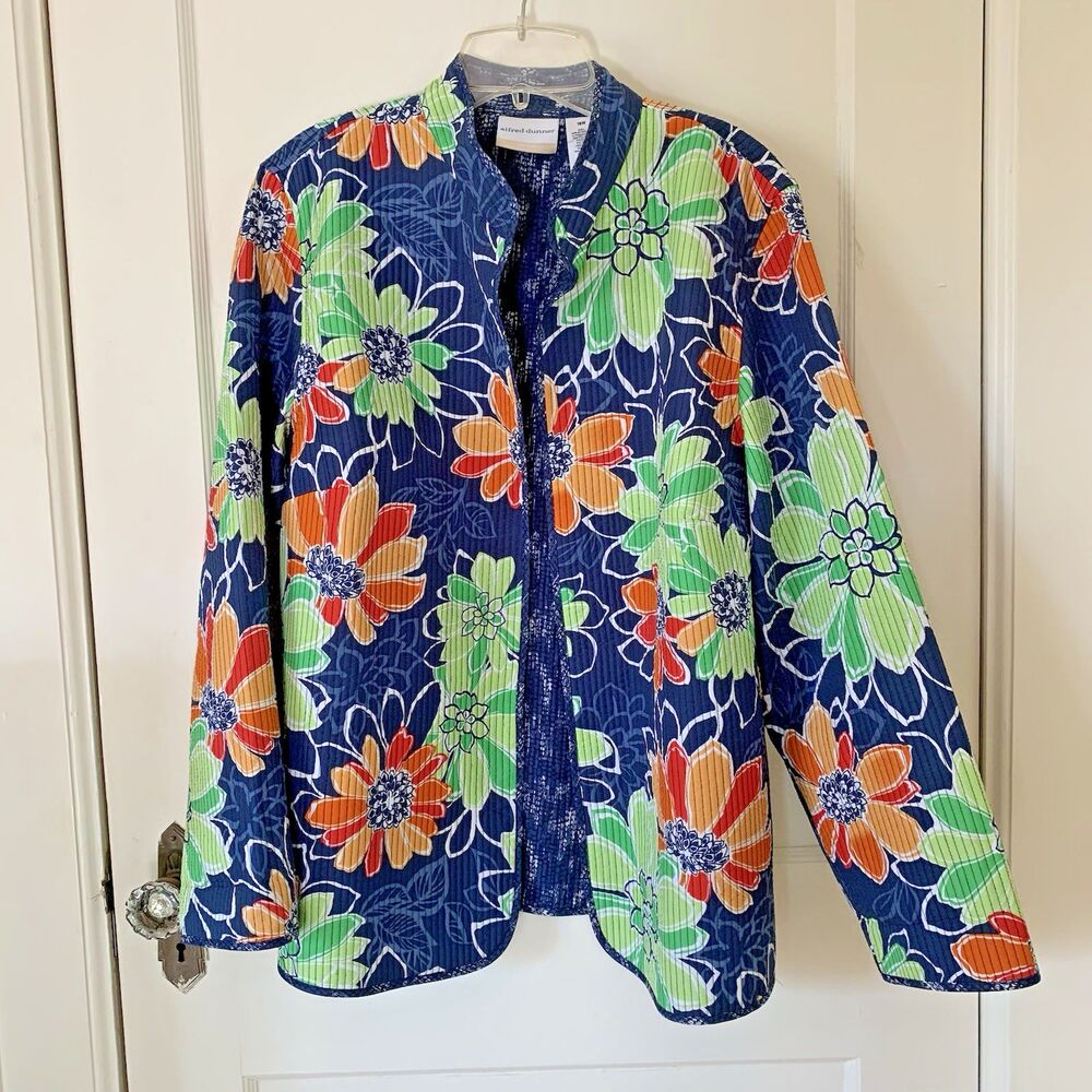 Alfred Dunner Tapestry Jacket Women’s 16W Lightweight multi colors lined VTG